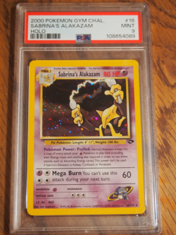 Pokemon 2000 1st Edition Gym Challenge Sabrina's Alakazam rare holo card PSA 9 - Image 1