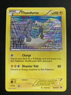 2013 Thundurus 50/113 - Black & White Legendary Treasures Holo Rare Pokemon Card - Image 1