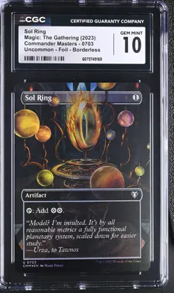 SOL RING Commander Masters Borderless Foil CGC 10 MTG [Nostalgium] - Image 1