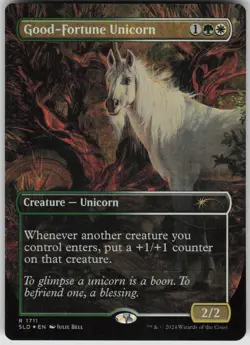 MTG Good Fortune Unicorn Rainbow Foil Foil NM Secret Lair Drop Series Magic 1711 - Image 1