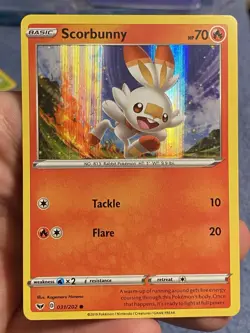 Pokemon Scorbunny TCG Sword and Shield Base Holo Card 031/202 - Image 1