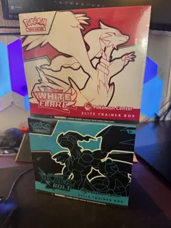 Black Bolt & White Flare Pokemon Center Exclusive Elite Trainer Box Pair - Image 1