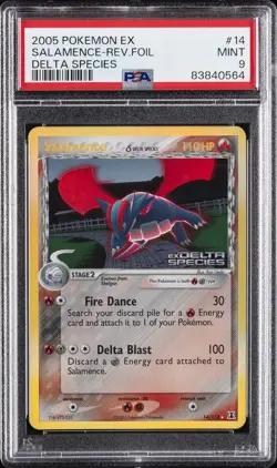 2005 POKEMON EX DELTA SPECIES #14 SALAMENCE-REVERSE FOIL PSA 9 - Image 1