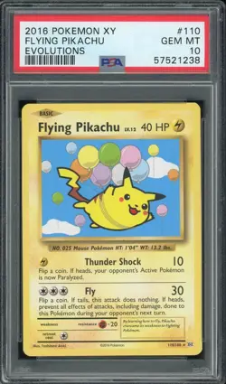 2016 Pokemon XY Evolutions Flying Pikachu #110 GEM MT PSA 10 Secret Rare - Image 1