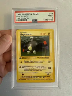 1999 Pokemon 1st Edition Shadowless Magnemite Base Set 53/102 - PSA 9 Mint! WOTC - Image 1