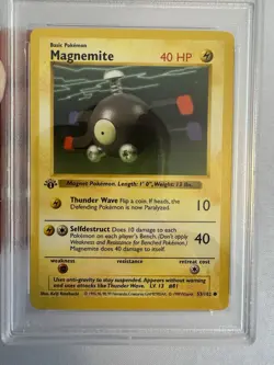 1999 Pokemon 1st Edition Shadowless Magnemite Base Set 53/102 - PSA 9 Mint! WOTC - Image 3