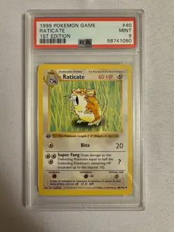 1999 Pokemon - 1st Edition Shadowless Raticate Base Set 40/102 PSA 9 Mint! WOTC - Image 1