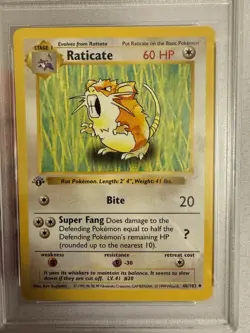 1999 Pokemon - 1st Edition Shadowless Raticate Base Set 40/102 PSA 9 Mint! WOTC - Image 3