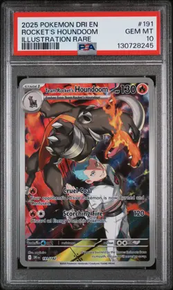 2025 Pokemon Team Rocket's Houndoom Illustration Rare 191/182 PSA 10 - Image 1