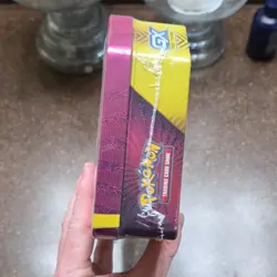 Pokemon Tag Team Mewtwo & Mew Tin TCG 2019 Purple Yellow Metal Booster Packs - Image 3