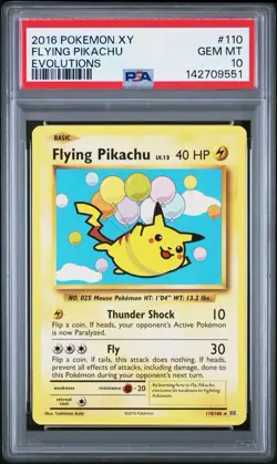 2016 Pokemon XY Evolutions Flying Pikachu #110/108 PSA 10 - Image 1
