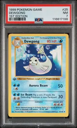 1999 POKEMON BASE SET 1ST EDITION #25 DEWGONG PSA 7 - Image 1