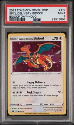 2021 POKEMON SWSH BLACK STAR PROMO BIDOOF DAY SPECIAL DELIVERY BIDOOF-HOLO PSA 9 - Image 1