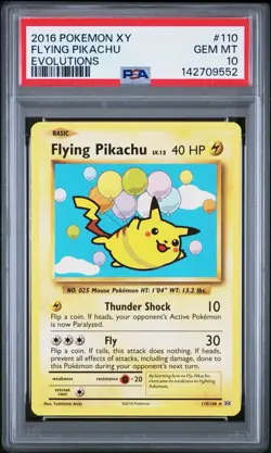 2016 Pokemon XY Evolutions Flying Pikachu #110/108 PSA 10 - Image 1