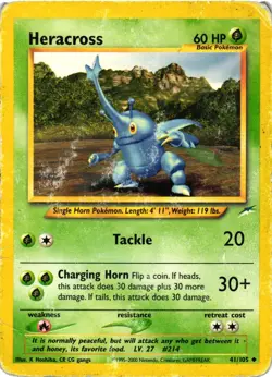 Pokemon TCG Heracross 41/105 Regular Unlimited Uncommon DMG - Image 1