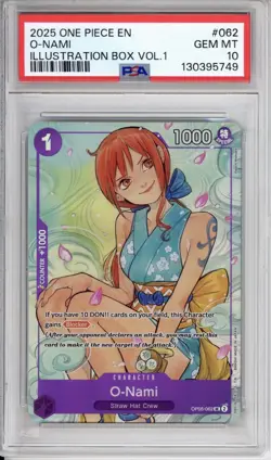 PSA 10 O-Nami One Piece Illustration Box Vol.1 Promo Alt Art Holo OP05-062 - Image 1