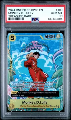 2024 ONE PIECE OP08-TWO LEGENDS TREASURE RARE #109 MONKEY D. LUFFY PSA 10 - Image 1