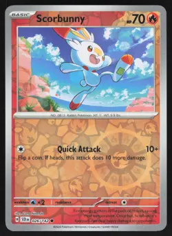 Scorbunny Common Reverse Holo 026/142 NM SV07: Stellar Crown Pokemon Card - Image 1