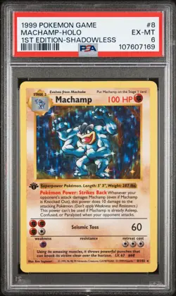 Machamp - 8/102 - 1999 Holo 1st Edition Base Set Unlimited Pokemon Card PSA 6 - Image 1
