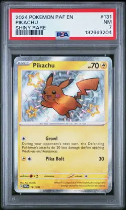2024 POKEMON PAF EN-PALDEAN FATES SHINY RARE #131 PIKACHU PSA 7 - Image 1