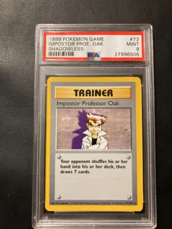 PSA 9 Shadowless Impostor Professor Oak - Mint Pokemon Game Card WOTC - Image 1