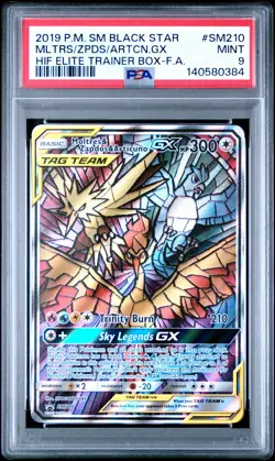 2019 POKEMON SM BLACK STAR PROMO FULL ART/MOLTRES & ZAPDOS & ARTICUNO GX PSA 9 - Image 1