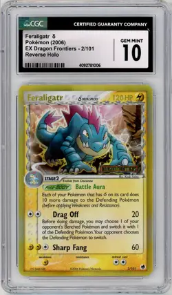 Pokemon Feraligatr #2 EX Dragon Frontiers Reverse Holo CGC 10 Gem MInt - Image 1