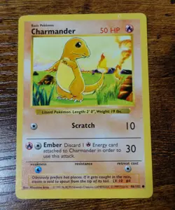 Charmander 46/102 Shadowless Base Set Printer Hickey Error Misprint Pokemon Card - Image 1