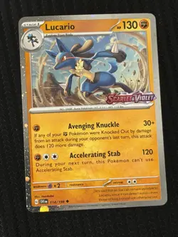 Pokemon Lucario 114/198 Cosmos Holo Scarlet & Violet Stamped - Image 1