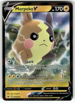 Morpeko V SWSH01: Sword & Shield Base Set Ultra Rare,Holo Pokemon NM - Image 1