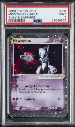 2003 POKEMON EX RUBY & SAPPHIRE #101 MEWTWO EX-HOLO PSA 9 - Image 1