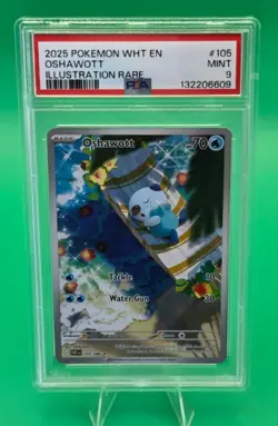 White Flare Oshawott #105, PSA 9, Pokemon English IR - Image 1