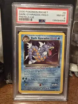 Pokemon 2000 Gym Heroes Rockets Dark Gyarados Prerelease PSA 8 - Image 1