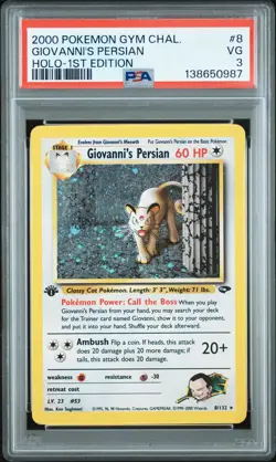 2000 POKEMON GYM CHALLENGE HOLO-1ST ED #8 GIOVANNI'S PERSIAN PSA 3 - Image 1