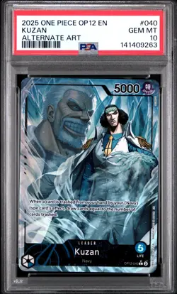 2025 KUZAN One Piece OP12-040 Leader Alt Art Legacy of the Master PSA 10 GEM MT - Image 1