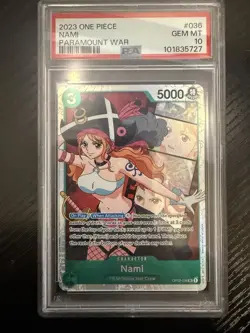 One Piece TCG Nami OP02-036 SR English Paramount War Era PSA 10 - Image 1