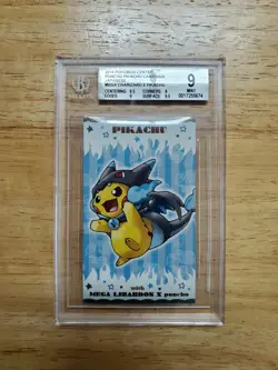Pokemon BGS 9 MINT 2016 Poncho Pikachu Mega Charizard X Japanese Business Card - Image 1