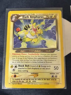 Pokemon Dark Ampharos Neo Destiny Holo Rare 1/105 English Card - Image 1
