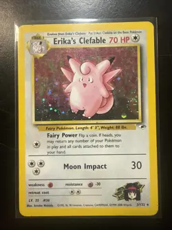 Pokemon TCG Erika's Clefable Gym Heroes Holo Rare #3/132 WOTC VTG 2000 - Image 1