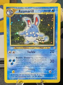 Pokemon TCG Azumarill 2/111 Neo Genesis Unlimited Holo Rare Vintage 2000 SWIRL - Image 1