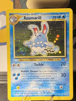 Pokemon TCG Azumarill 2/111 Neo Genesis Unlimited Holo Rare Vintage 2000 SWIRL - Image 2