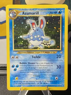 Pokemon TCG Azumarill 2/111 Neo Genesis Unlimited Holo Rare Vintage 2000 SWIRL - Image 3