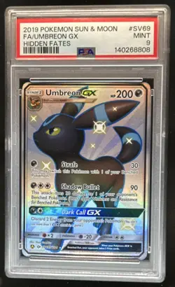 2019 Pokemon SM Hidden Fates Umbreon GX #SV69/SV94 PSA 9 - Image 1