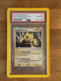 Pokemon English PSA 10 Gem Mt Electabuzz EX POP 60 Holo Ruby & Sapphire 2003 #97 - Image 1