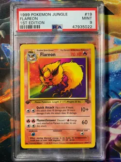 POKEMON 1999 1ST EDITION JUNGLE FLAREON #19 NON HOLO PSA MINT 9 - Image 1