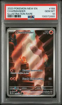 2023 POKEMON MEW EN-151 ILLUSTRATION RARE #168 CHARMANDER PSA 10 - Image 1