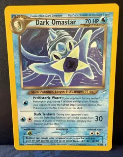Pokemon TCG Dark Omastar Neo Destiny 19/105 Unlimited Rare Non-Holo #19 LP - Image 1