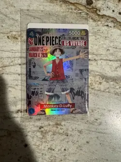 One Piece CCG US Voyage Monkey D. Luffy Holo Promo Card P-055 5000 - Image 1
