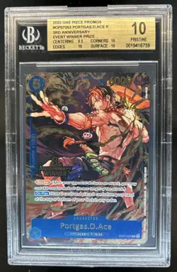 2025 One Piece 3rd Anniversary Event Winner Portgas D Ace #OP07-053 BGS 10 - Image 1