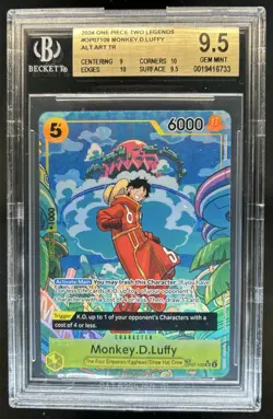 2024 One Piece Two Legends Monkey D Luffy Alt Art Treasure Rare OP07-109 BGS 9.5 - Image 1